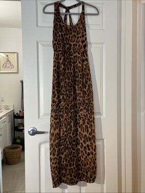 dee elle Leopard-Print Maxi dress in Brown and Black print